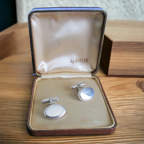 Vintage Sterling Silver Oval Cuff Links by Ballou