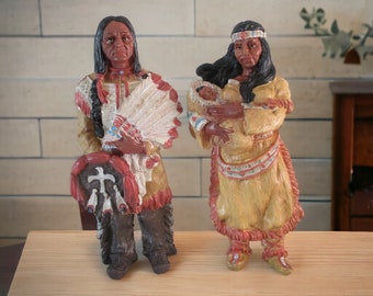 Native American Warrior, Woman with Baby Figurines by Brinnco