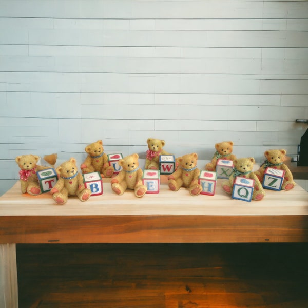 Vintage Cherished Teddies, Bears with ABC Blocks 1995