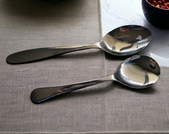 Vintage Stainless Serving Spoons, Set of 2, Made in Taiwan and England