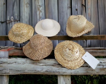 Vintage Straw Doll Hats 4 and 4 1/2 inch, Choose your Style