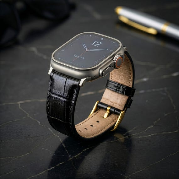 Apple Watch Band Crocodile Embossed Leather | Apple 38 40 41mm | 42 44 45 46mm | Ultra 49mm | SE 1 2 3 Replacement Band | Gift for Him