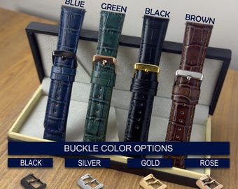 Handmade Leather Samsung Galaxy Watch Band for 3 4 5 6 7 40 44 46mm Active, Frontier, Gear - Galaxy Watch Alligator Embroidered Band