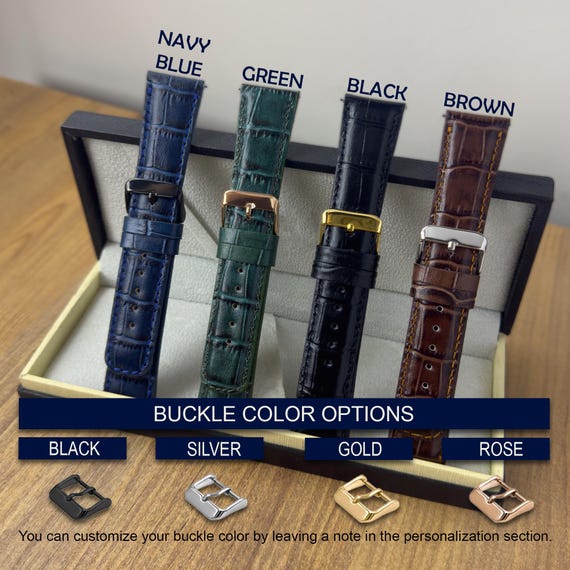 Handmade Leather Samsung Galaxy Watch Band for 3 4 5 6 7 40 44 46mm Active, Frontier, Gear - Galaxy Watch Alligator Embroidered Band