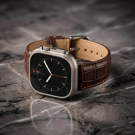 Apple Watch Band Crocodile Embossed Leather | Apple 38 40 41mm | 42 44 45 46mm | Ultra 49mm | SE 1 2 3 Replacement Band | Gift for Him