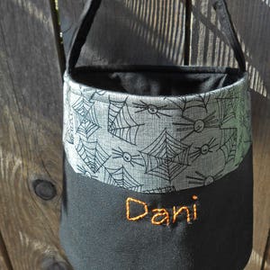 Halloween Bag In Halloween in Grey Spider/ Trick or Treat Bag / Halloween Canvas Candy Tote/ Can Be Personalized