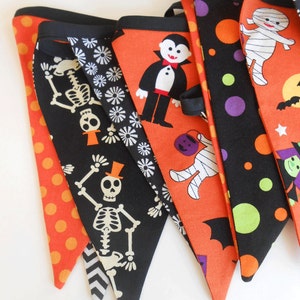 Halloween Banner with Skeletons, Vampires, Witches, and Mummies Flags / Party Banner / Photo Prop/ Halloween Bunting image 1