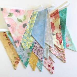 Floral Fabric Bunting: Vintage-Inspired Wedding Party Banner Extra Long By-the-Yard