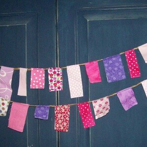 Pink and Purple Fabric Mini Scrappy Garland/ Party Banner / Photo Prop in Pinks, Reds and Purple/ Great for Valentine's Day image 2