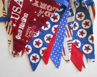 Fourth of July Party Banner/ Picnic Barbecue Banner/ READY to SHIP / Red, White and Blue Patriotic Banner/ Photo Prop / Patriotic Subway Art