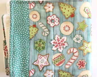 Christmas Cookie Dish Drying Mat: Cotton Terry Cloth Kitchen Decor