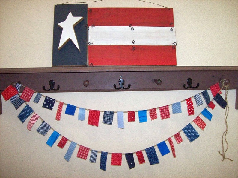 4th of July Patriotic Mini Scrappy Banner/ Americana Banner/ Labor Day Garland/ Photo Prop in Vintage Red, White and Blue image 9