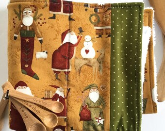 Santa Dish Drying Mat: Christmas Kitchen Deco Folkart Kringle