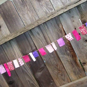 Pink and Purple Fabric Mini Scrappy Garland/ Party Banner / Photo Prop in Pinks, Reds and Purple/ Great for Valentine's Day image 5
