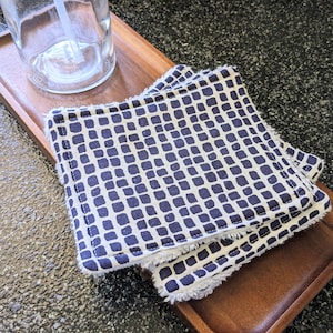 Navy Dish Sponge, herbruikbare keukenspons, Geo Squares milieuvriendelijke afwasspons