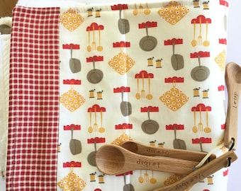 Red Dish Drying Mat: Absorbent Kitchen Drainer, Handmade