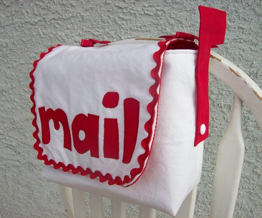 Fabric Mailbox for Pretend Play / Red and White Chairbacker Etsy