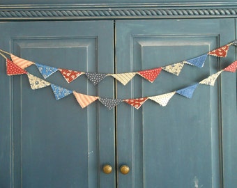 4th of July Patriotic Mini- Banner/ 4th of July  Banner/ Labor Day  / Party Garland/ Photo Prop in Vintage Red, White and Blue /Labor Day