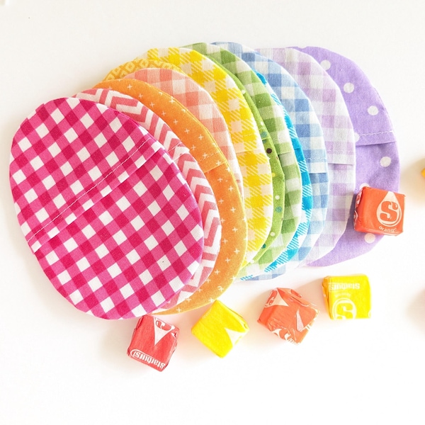 6 Rainbow Fabric Easter Eggs: 2 sizes Reusable Fillable Pocket Eggs