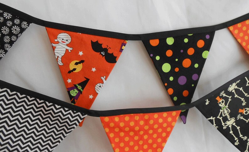 Halloween Banner with Skeletons, Vampires, Witches, and Mummies Flags / Party Banner / Photo Prop/ Halloween Bunting image 5