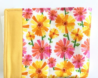 Dish Drying Mat /Dish Drainer/ Kitchen Towel in Yellow and Pink Floral Designer Fabric from The Very Hungry Caterpillar