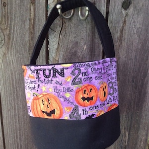 Halloween Bag In Halloween in Five Little Pumpkins / Trick or Treat Bag / Halloween Canvas Candy Tote/ Can Be Personalize