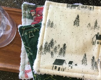 Holiday Print Dish Cloth Sponges: Reusable Eco-Friendly Kitchen Scrubby