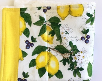 Lemon Blueberry Dish Drying Mat: Cotton Kitchen Drainer