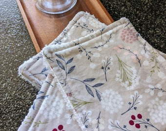Blumen Spültuch Schwamm Set: Spülschwämme aus grauer Baumwolle