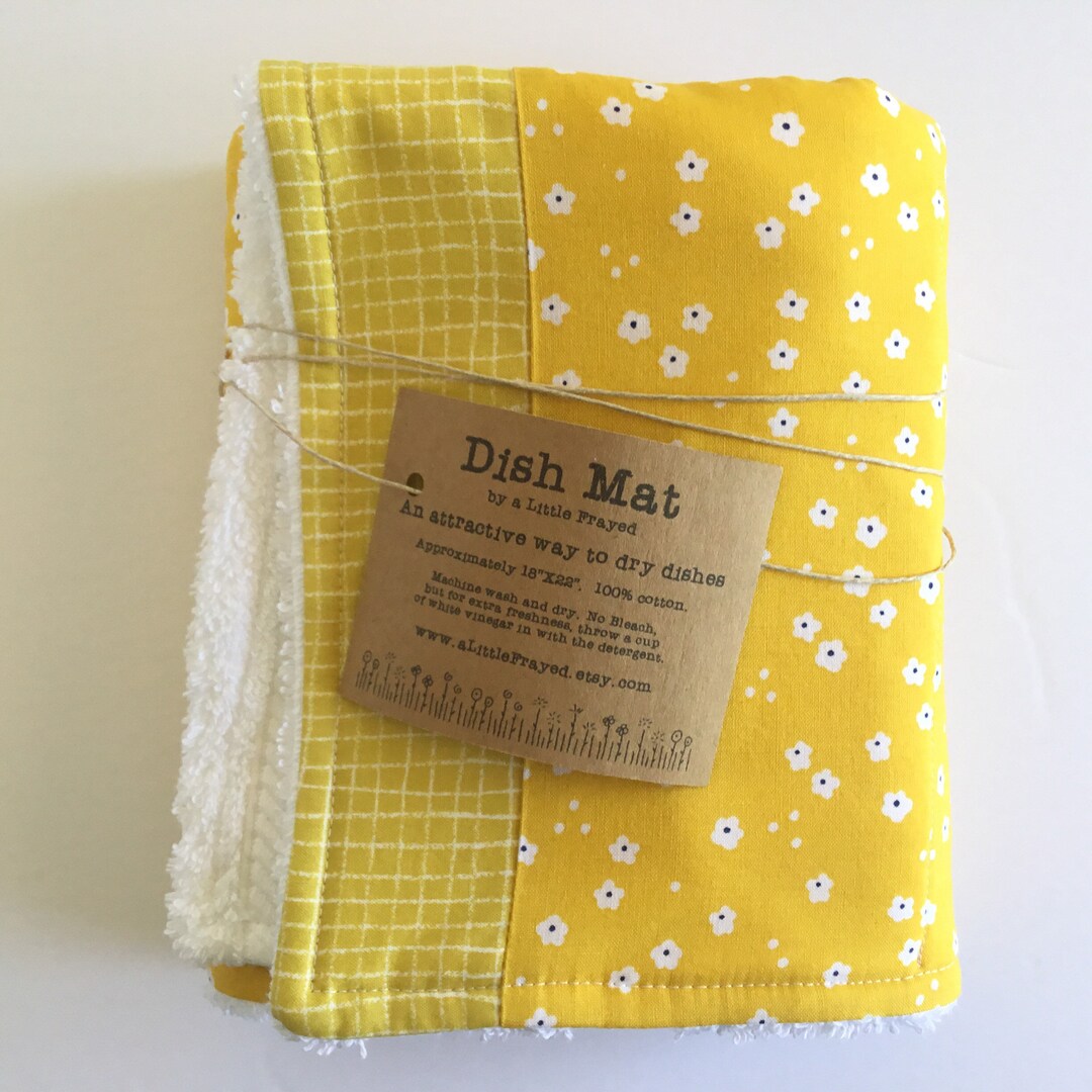 Dish Drying Mat / Spring Floral Dish Mat/ Dish Drainer Yellow Etsy
