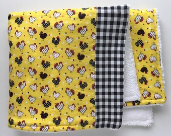 Barnyard Chicken Dish Drying Mat: Yellow & Black Farm Kitchen Decor