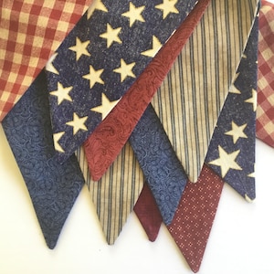 4th of July Banner Bunting Red, White and Blue/ Fourth of July Patriotic Decor / Labor Day/  Memorial Day Americana Primitive Garland