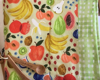 Rifle Paper Co. Dish Drying Mat: Light Green Fruit Print, Absorbent Kitchen Towel