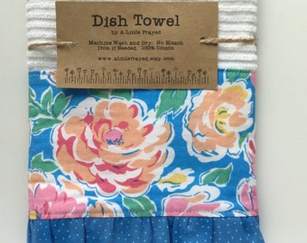 Kitchen Dish Towel / Kitchen Bar Mop Towel / Blue Flowers Kitchen Towel / Spring Flowers