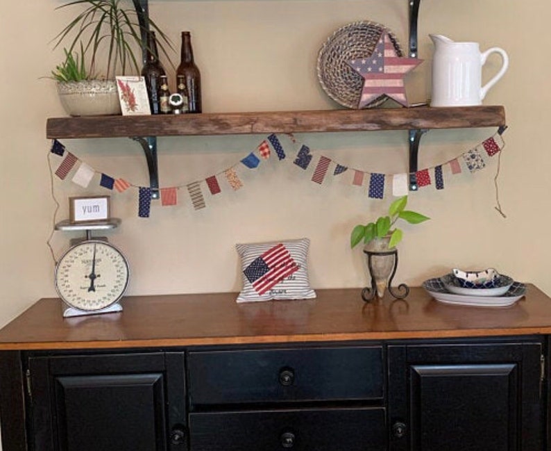 4th of July Patriotic Mini Scrappy Banner/ Americana Banner/ Labor Day Garland/ Photo Prop in Vintage Red, White and Blue image 7
