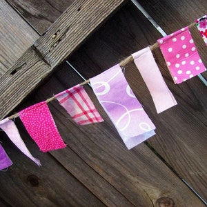 Pink and Purple Fabric Mini Scrappy Garland/ Party Banner / Photo Prop in Pinks, Reds and Purple/ Great for Valentine's Day image 3