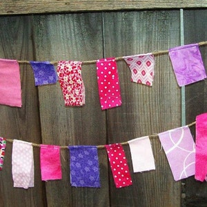 Pink and Purple Fabric Mini Scrappy Garland/ Party Banner / Photo Prop in Pinks, Reds and Purple/ Great for Valentine's Day image 4