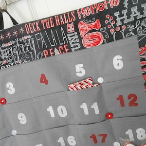 READY to SHIP Chalkboard Christmas Advent Calendar/ Christmas Countdown Calendar In Chalkboard Subway Ark with Pockets