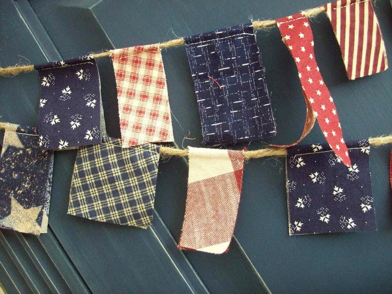 4th of July Patriotic Mini Scrappy Banner/ Americana Banner/ Labor Day Garland/ Photo Prop in Vintage Red, White and Blue image 5