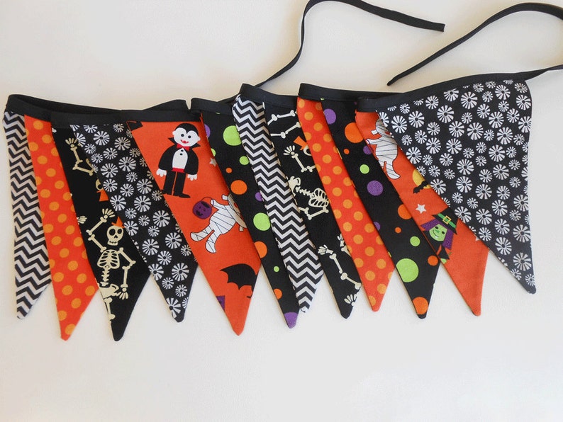 Halloween Banner with Skeletons, Vampires, Witches, and Mummies Flags / Party Banner / Photo Prop/ Halloween Bunting image 3
