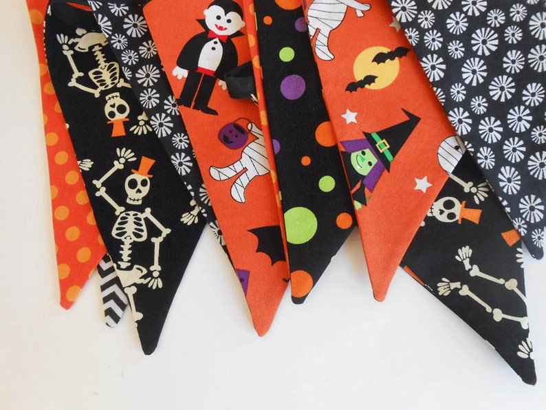 Halloween Banner with Skeletons, Vampires, Witches, and Mummies Flags / Party Banner / Photo Prop/ Halloween Bunting image 4