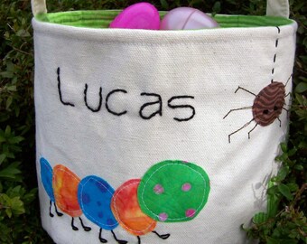 Easter Basket Personalized HANDMADE in Backyard Bugs/ Boy Easter Basket/ Easter Basket with Name