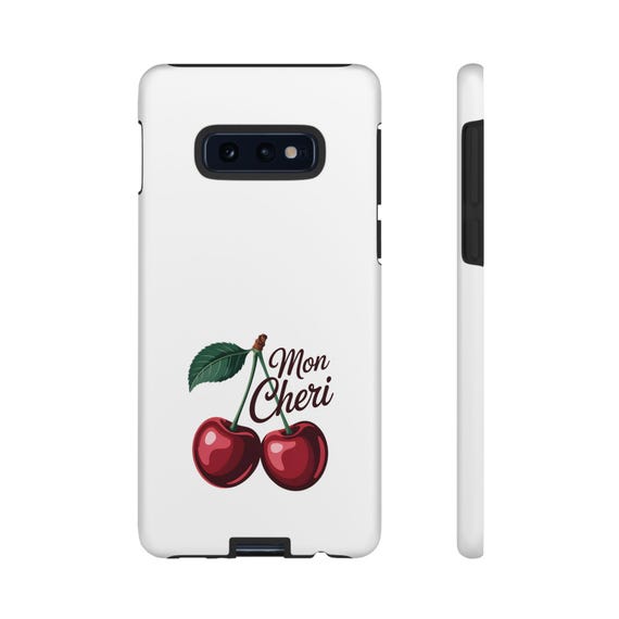 Cherry Phone Case - Mon Cheri, Cute Cherry Design, Tough Cell Phone Cover, Gift for Her, Trendy Accessory Cherry Phone Case - Mon Cheri, Cute Cherry Design, Tough Cell Phone Cover, Gift for Her, Trendy Accessory
