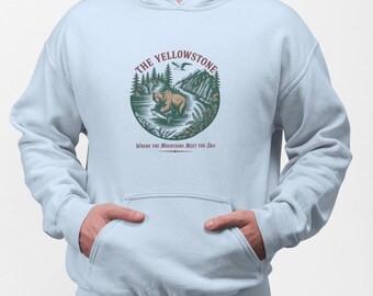 Montana Where The Mountains Meet The Sky Hoodie - natuurliefhebber cadeau, sweater bergwandelen, outdoor-avonturenkleding, schilderachtige berg