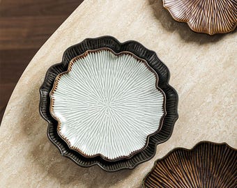 Handmade Stoneware Dinner Plate 8.5” 10”, Thrown Ceramic Plate, Rustic Kitchen Decor Glazed Pottery Dish Unique Dinnerware Housewarming Gift