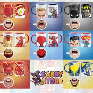 49 Superhelden-Tassendesigns im Comic-Stil (PNG) | Hohe Auflösung für Sublimation und Bildbearbeitung Bild 5