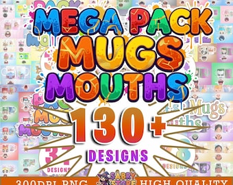 Über 130 Designs für Tassen mit Cartoon-, Film-, Fernseh- und Videospiel-Mündern | PNG 300 DPI