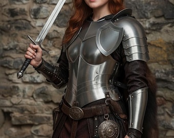 Women’s Medieval Shieldmaiden Armor – Cuirass, Tassets,Pauldrons Larp, Cosplay & Roleplay Costume Gift For Women