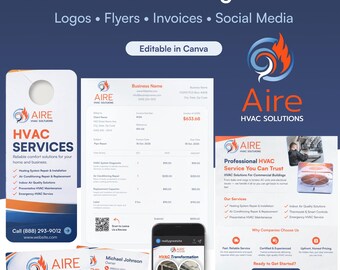 HVAC Branding Kit | Logo & Brand Pack | Contractor Branding Package | Marketing Templates | Canva Editable