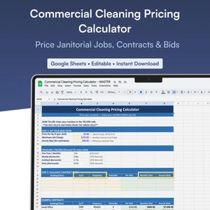Calculadora de precios de limpieza comercial / Herramienta de licitación de servicios de limpieza (Hojas de cálculo de Google) (Descargar PDF)